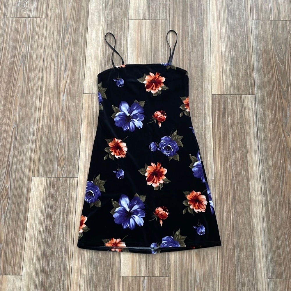 Cute Black Floral Soft Casual Dress
